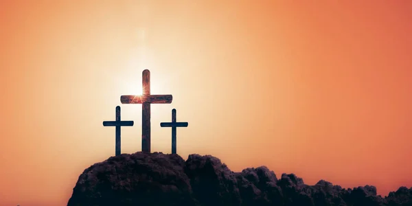 Easter Cross Dawn Background — Stock Photo, Image