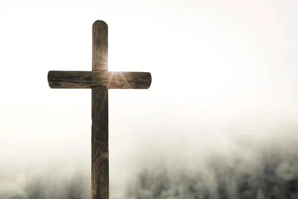 Húsvéti Kereszt Hajnali Háttérben — Stock Fotó