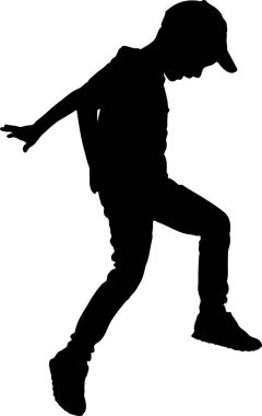 Çocuk beyaz bir arka plana atlıyor.