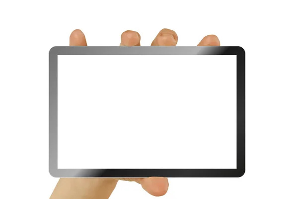 Tablet Ipad Hand White Backgrounds — Stock Photo, Image