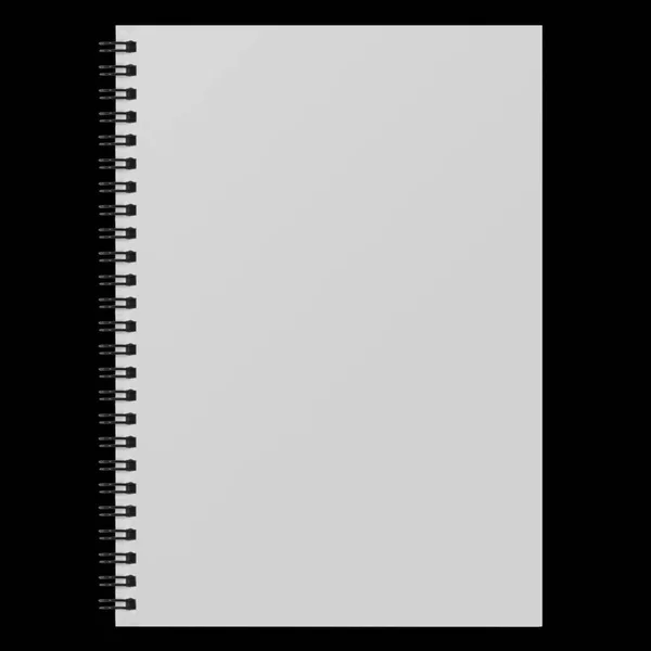 Cuaderno Página Papel Aislado Fondo Negro — Foto de Stock