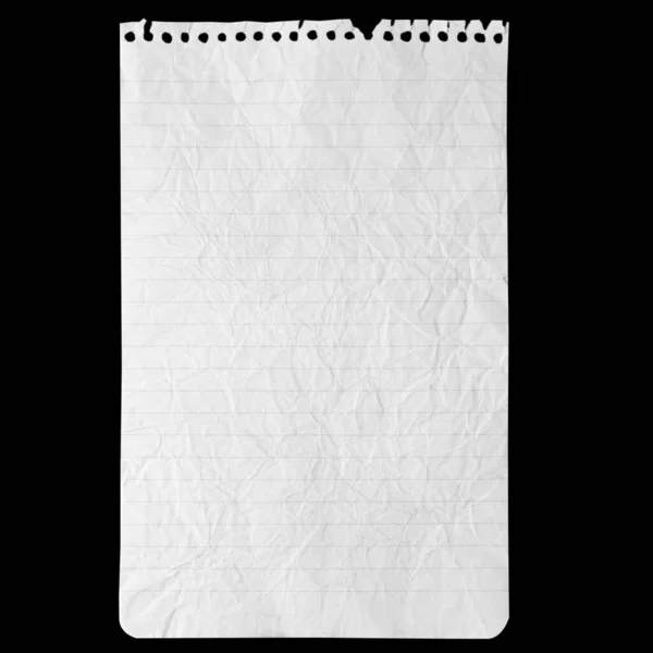 Papír Oldal Notebook Elszigetelt Fekete Háttér — Stock Fotó