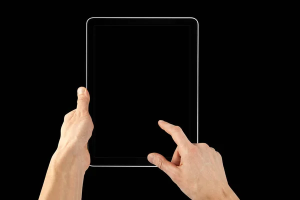 Ein Tablet Auf Schwarzem Hintergrund — Stockfoto