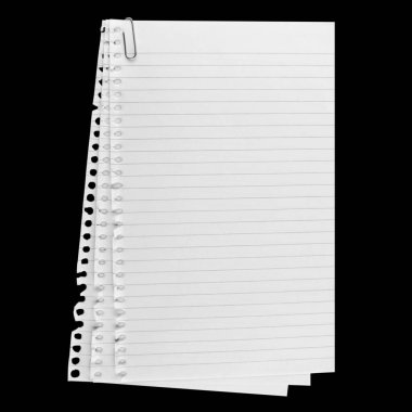 paper page notebook isolated on the black background clipart