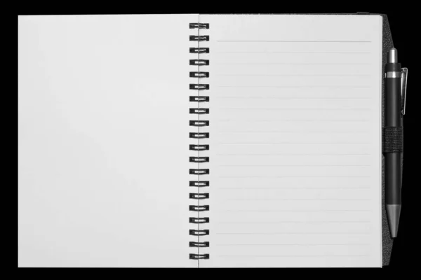 Ноутбук Страницы Изолирован Черном Фоне — стоковое фото