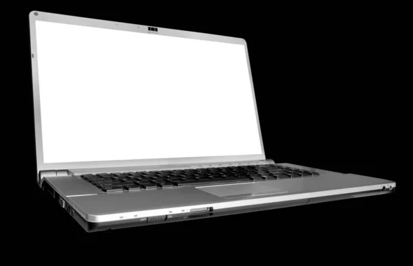 黑色背景的现代笔记本电脑 — 图库照片