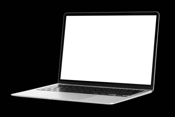 Moderne Laptop Computer Zwarte Achtergrond — Stockfoto