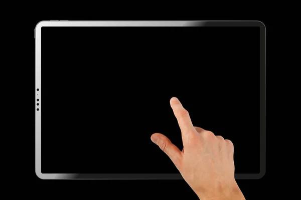 a tablet on the black backgrounds