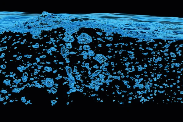 Agua Azul Burbujas Aire Piscina Sobre Fondo Negro —  Fotos de Stock