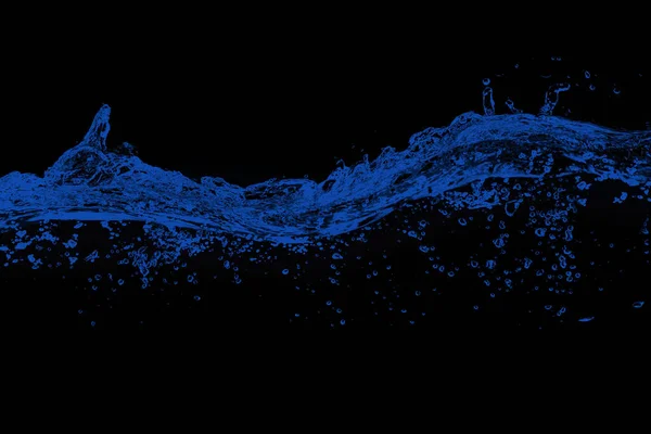 Niebieska Woda Pęcherzyki Powietrza Basenie Czarnym Tle — Zdjęcie stockowe