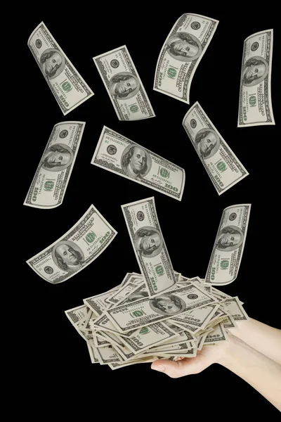 Montón Dinero Sobre Fondo Negro — Foto de Stock
