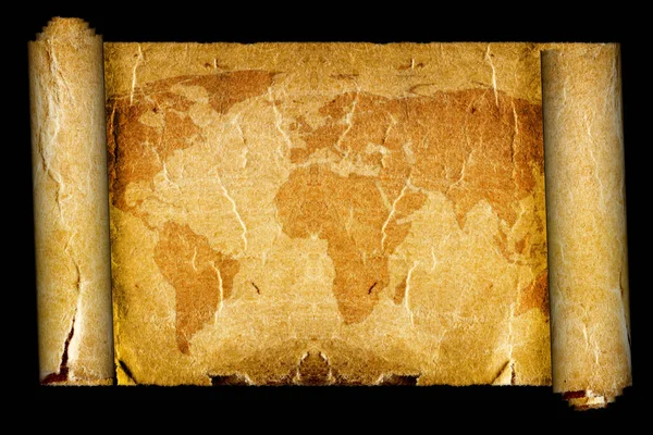 Siyah Arkaplandaki Eski Harita — Stok fotoğraf