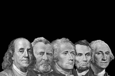 Siyah arkaplanda izole edilmiş bir dolar