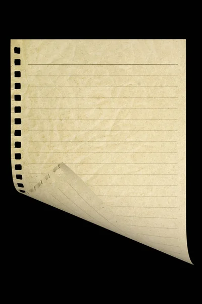 黒い背景に隔絶された紙のページノート — ストック写真