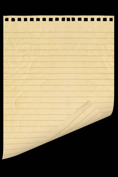 Χαρτί Σημειωματάριο Σελίδα Απομονώνονται Στο Μαύρο Φόντο — Φωτογραφία Αρχείου