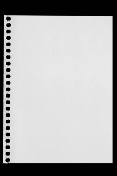 Papier Pagina Notebook Geïsoleerd Zwarte Achtergrond — Stockfoto