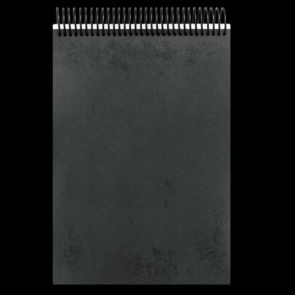 在黑色背景上隔离的纸页笔记本 — 图库照片