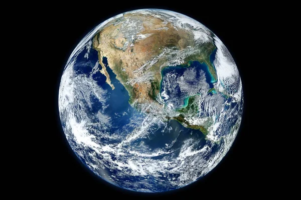 Globe Terrestre Isolé Sur Fond Noir Éléments Cette Image Fournis — Photo