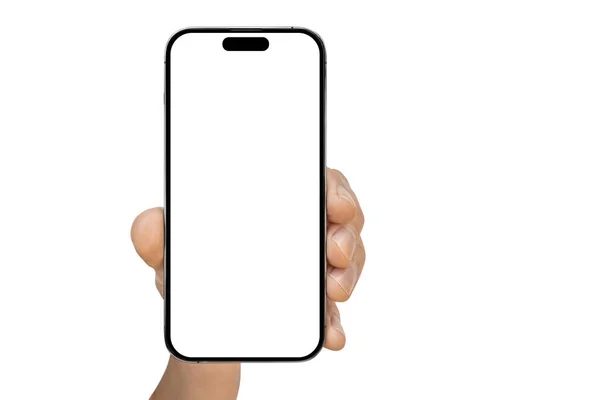 Telefon Der Hand Auf Weißem Hintergrund — Stockfoto