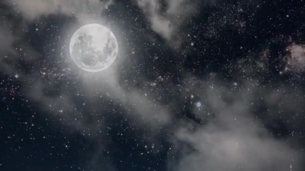 Månens Rörelse Över Stjärnhimlen Med Moln — Stockvideo