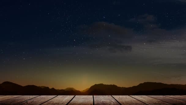 Movimiento Estrellas Cielo Nocturno Con Vista Las Montañas — Vídeo de stock