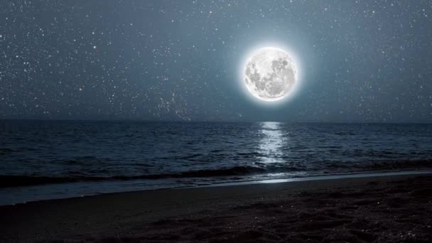 山と星空を望む夜の海 — ストック動画