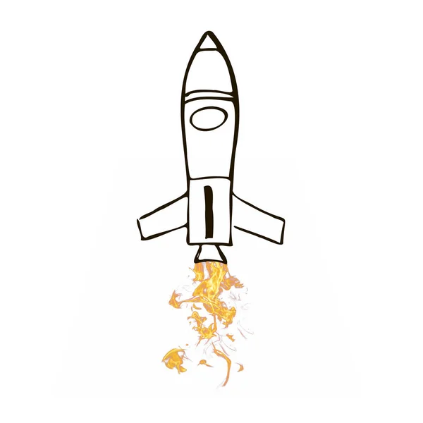 Rocket Flies Space Transparent Baskgrounds Business Growth Concept — Stock Photo, Image