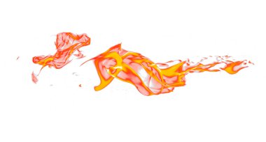 Beyaz arka planda yangın