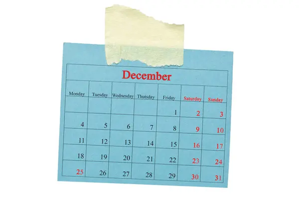 December Notebook Calendar White Backgrounds — Stock Photo, Image