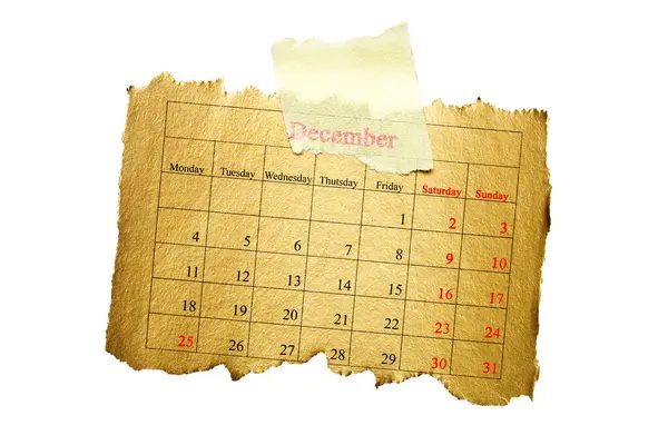 Diciembre Calendario Cuadernos Los Fondos Blancos — Foto de Stock
