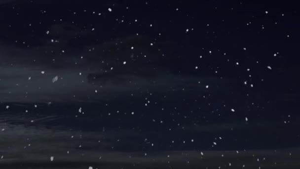Geceleyin Yağan Karla Birlikte Kış Yılbaşı Arkaplanı — Stok video