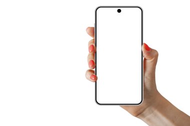 beyaz zemin üzerinde bir el telefon