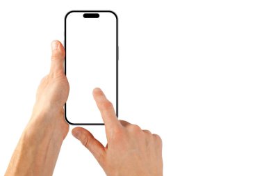 beyaz zemin üzerinde bir el telefon