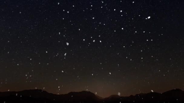 Winter Kerst Achtergrond Met Vallende Sneeuw Nachts — Stockvideo