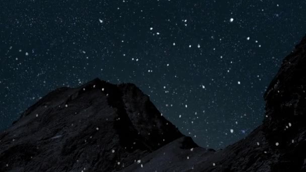 Winter Kerst Achtergrond Met Vallende Sneeuw Nachts — Stockvideo