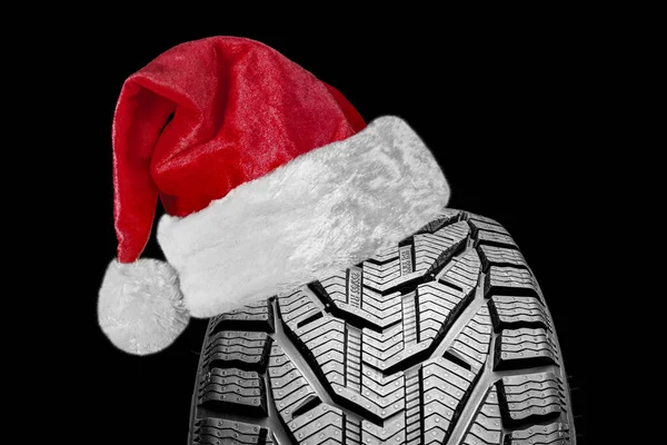 christmas object in santa hat on black background