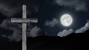 Paskalya gününde Haç 'ın arka planında bulutlar yüzer.