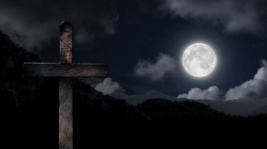 Paskalya gününde Haç 'ın arka planında bulutlar yüzer.