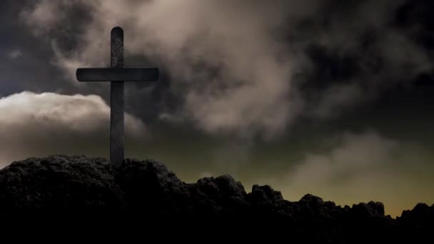 Clouds Float Background Cross Easter Day — Stock Video