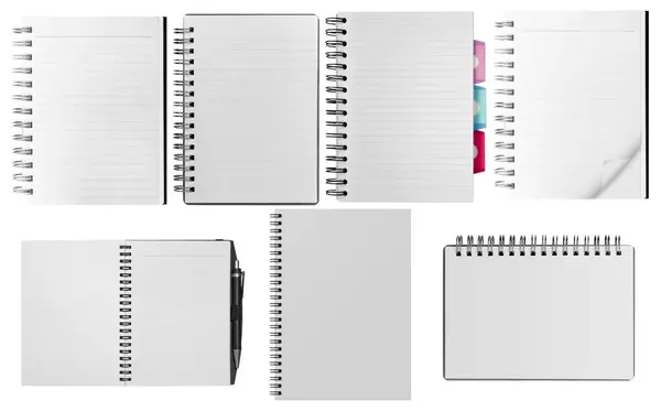 白い背景に隔離された紙のページのノートおよびノート — ストック写真