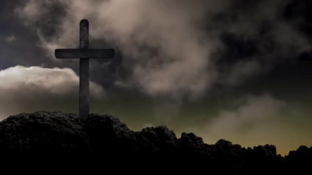 Clouds Float Background Cross Easter Day High Quality Footage — Stock Video