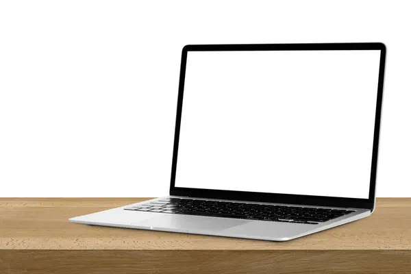 Laptop Komputer Modern Terisolasi Atas Meja — Stok Foto