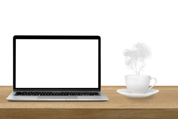 Moderne Laptop Computer Geïsoleerd Het Bureau — Stockfoto