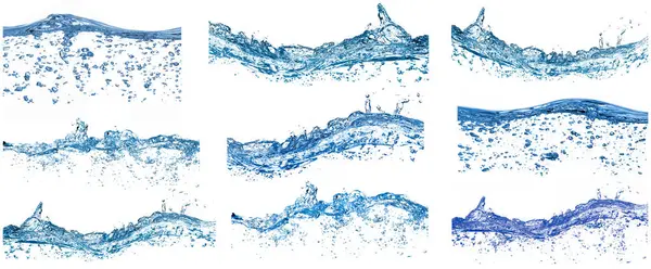 Колекція Синя Вода Повітряні Бульбашки Басейні Білому Тлі — стокове фото