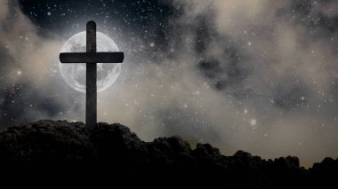 Paskalya gününde Haç 'ın arka planında bulutlar yüzer..