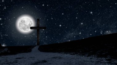 Paskalya gününde Haç 'ın arka planında bulutlar yüzer..