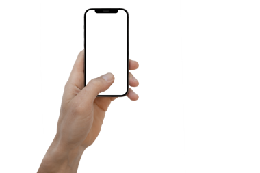 PNG biçiminde şeffaf bir arkaplan üzerinde bir elde telefon iPhone