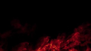 Siyah arka planda kırmızı yangın. Yüksek kalite 4k görüntü