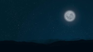 Gece gökyüzünde dağların manzaralı bir yıldız hareketi..
