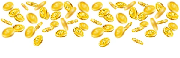 Золоті Монети Готівкові Гроші Падаючому Доларі Безшовний Горизонтальний Банер Пощастило — стоковий вектор